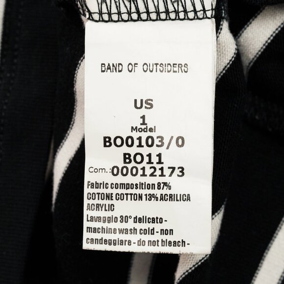 Band of Outsiders Black & White Striped Cotton 3/4-Sleeve T-Shirt - Picture 9 of 10